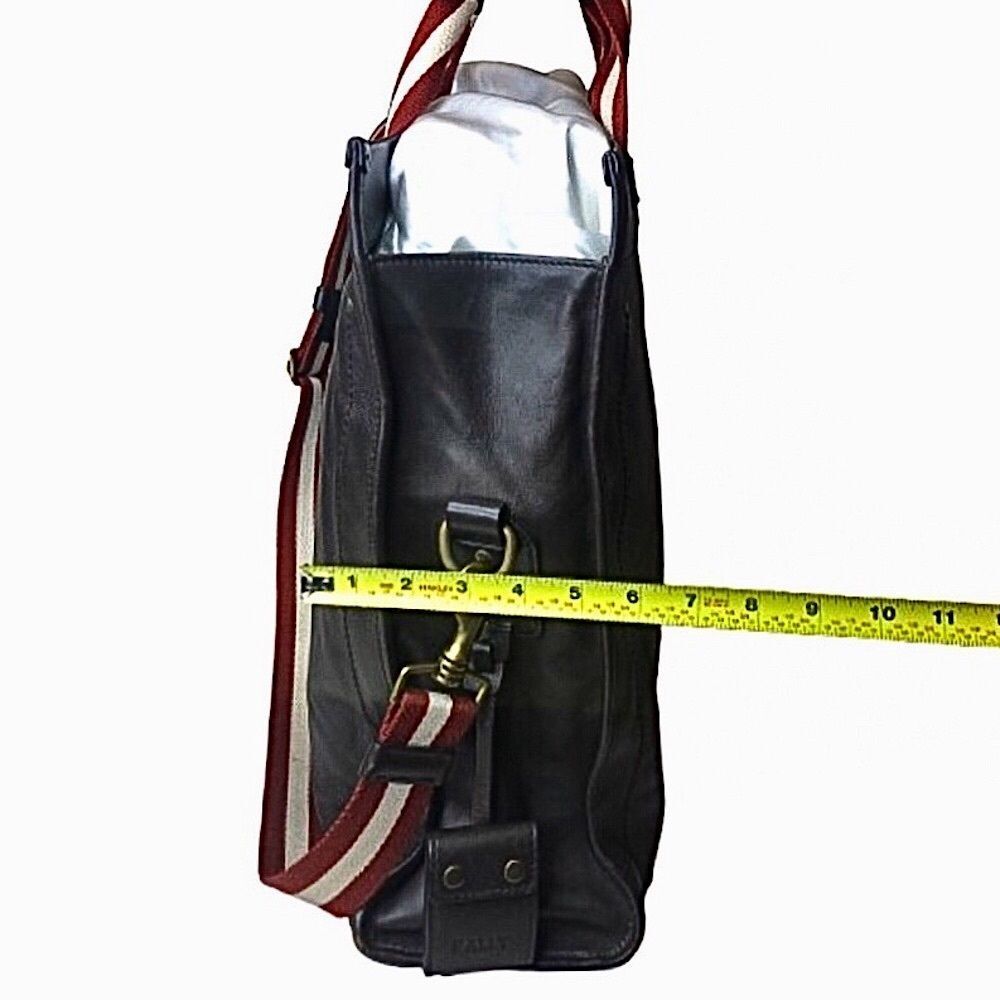 BALLY Brown Leather Trainspotting Work Bag Red Stripe Adjustable Shoulder Strap - Picture 16 of 16